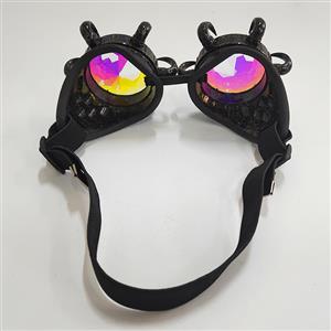 Steampunk Kaleidoscope Glasses Flash Point Black Bull Head Masquerade Party Goggles MS19713