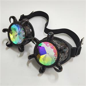 Steampunk Kaleidoscope Glasses Flash Point Black Bull Head Masquerade Party Goggles MS19713