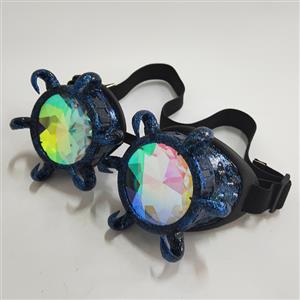 Steampunk Kaleidoscope Glasses Flash Point Blue Bull Head Masquerade Party Goggles MS19715