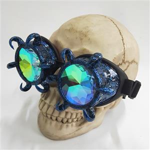 Steampunk Kaleidoscope Glasses Flash Point Blue Bull Head Masquerade Party Goggles MS19715