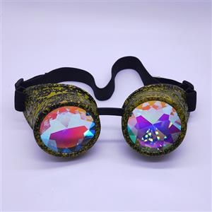 Steampunk Kaleidoscope Lens Camouflage Frame Glasses Cosplay Party Goggles MS19745