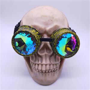 Steampunk Kaleidoscope Lens Camouflage Frame Glasses Cosplay Party Goggles MS19745