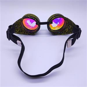 Steampunk Kaleidoscope Lens Camouflage Frame Glasses Cosplay Party Goggles MS19745