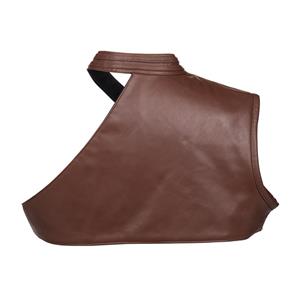 Women's Steampunk Brown High Collar One-shoulder Leather Spiral Stripe Corset Shrug N20796