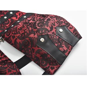 Steampunk Jacquard PU Leather Backless Vest Halter Neck Camis Top Vintage Clothing N20157