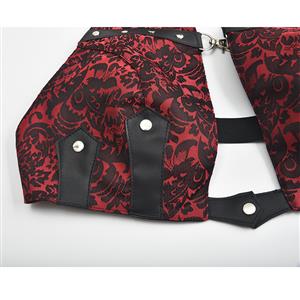 Steampunk Jacquard PU Leather Backless Vest Halter Neck Camis Top Vintage Clothing N20157