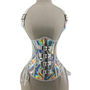 Steampunk Sliver 10 Plastic Boned Hanging Neck Waist Cincher Underbust Corset N21766