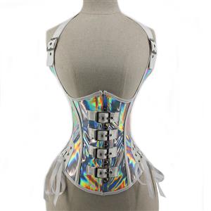 Steampunk Sliver 10 Plastic Boned Hanging Neck Waist Cincher Underbust Corset N21766