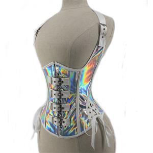 Steampunk Sliver 10 Plastic Boned Hanging Neck Waist Cincher Underbust Corset N21766