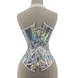 Steampunk Sliver 10 Plastic Boned Hanging Neck Waist Cincher Underbust Corset N21766