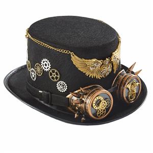 Steampunk Victorian Rivet and Gear Goggles Masquerade Halloween Costume Top Hat J22782