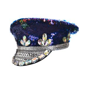 Steampunk Rivets and Rhinestones Police Cap Nightclub Masquerade Cosplay Costume Hat J21540