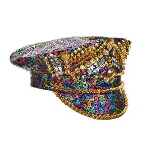 Steampunk Rivets and Sequins Nightclub Masquerade Army Cosplay Costume Festival Top Hat J21537