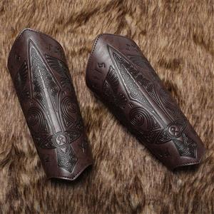 Medieval Leather Gauntlet Wristband Wrist Armor Viking Vambrace Archery Bracers N23743