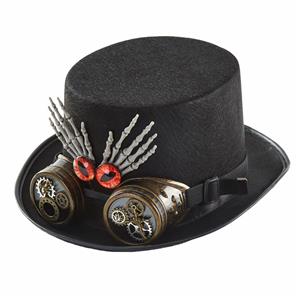Steampunk Skull Hand and Gear Goggles Masquerade Halloween Costume Top Hat J22781
