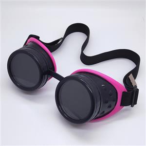 Steampunk Style Black Lens Frame Pink Rubber Sleeve Adjustable Belt Glasses Goggles MS19708