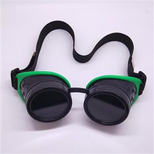 Steampunk Style Black Lens Frame Green Rubber Sleeve Adjustable Belt Glasses Goggles MS19710