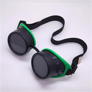 Steampunk Style Black Lens Frame Green Rubber Sleeve Adjustable Belt Glasses Goggles MS19710