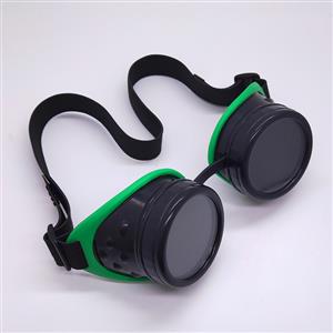 Steampunk Style Black Lens Frame Green Rubber Sleeve Adjustable Belt Glasses Goggles MS19710