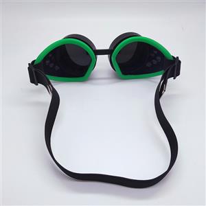 Steampunk Style Black Lens Frame Green Rubber Sleeve Adjustable Belt Glasses Goggles MS19710