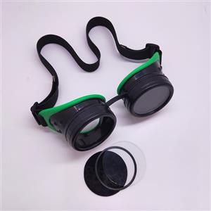 Steampunk Style Black Lens Frame Green Rubber Sleeve Adjustable Belt Glasses Goggles MS19710