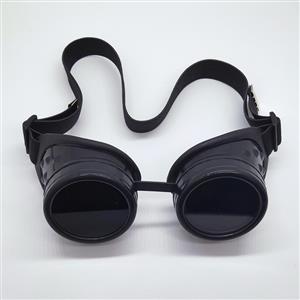 Steampunk Style Black Lens Frame Black Rubber Sleeve Adjustable Belt Glasses Goggles MS19711