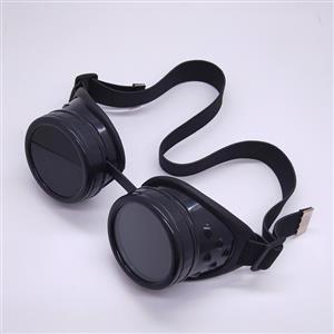Steampunk Style Black Lens Frame Black Rubber Sleeve Adjustable Belt Glasses Goggles MS19711