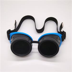 Steampunk Style Black Lens Frame Blue Rubber Sleeve Adjustable Belt Glasses Goggles MS19712