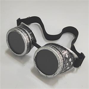 Steampunk Unisex Black Lens Ancient-silver Frame Glasses Masquerade Goggles MS19738