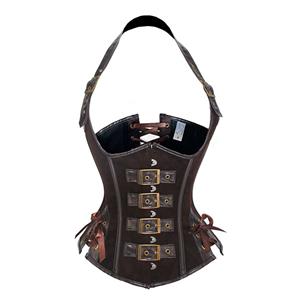 Women's Sexy Underbust corset, Burlesque Underbust Corset, Steampunk Waistcoat Corset, Sexy Gothic Halter Underbust Corset, Plastic Boned Waist Cinche