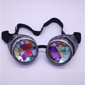 Steampunk Kaleidoscope Glasses Ancient-silver Removable Frame Masquerade Party Goggles MS19787