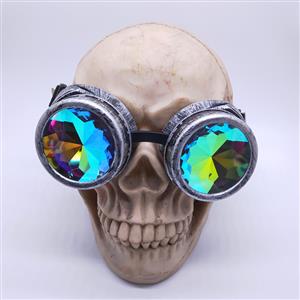 Steampunk Kaleidoscope Glasses Ancient-silver Removable Frame Masquerade Party Goggles MS19787