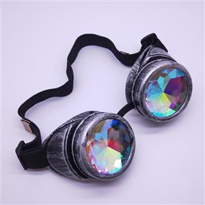 Steampunk Kaleidoscope Glasses Ancient-silver Removable Frame Masquerade Party Goggles MS19787