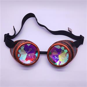Steampunk Kaleidoscope Glasses Red-copper Removable Frame Masquerade Party Goggles MS19791