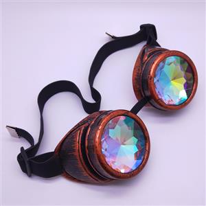 Steampunk Kaleidoscope Glasses Red-copper Removable Frame Masquerade Party Goggles MS19791