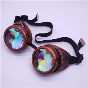 Steampunk Kaleidoscope Glasses Red-copper Removable Frame Masquerade Party Goggles MS19791