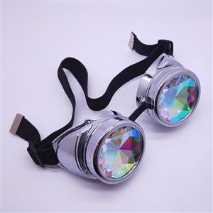 Steampunk Kaleidoscope Glasses Bright-silver Removable Frame Masquerade Party Goggles MS19793