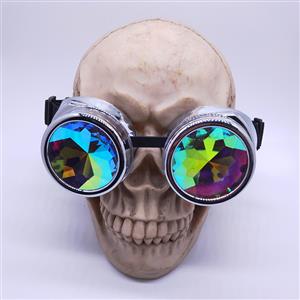 Steampunk Kaleidoscope Glasses Bright-silver Removable Frame Masquerade Party Goggles MS19793