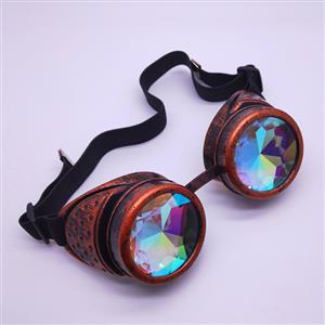 Steampunk Kaleidoscope Lens Red-copper Removable Spectacle Cover Glasses Party Goggles MS19798