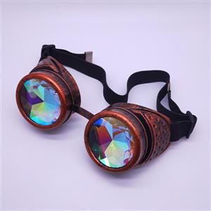 Steampunk Kaleidoscope Lens Red-copper Removable Spectacle Cover Glasses Party Goggles MS19798