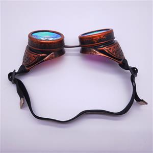 Steampunk Kaleidoscope Lens Red-copper Removable Spectacle Cover Glasses Party Goggles MS19798