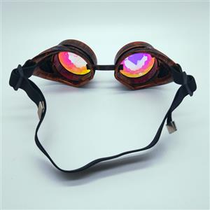 Steampunk Kaleidoscope Lens Red-copper Removable Spectacle Cover Glasses Party Goggles MS19798