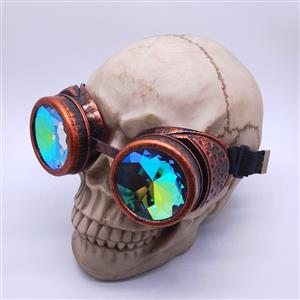 Steampunk Kaleidoscope Lens Red-copper Removable Spectacle Cover Glasses Party Goggles MS19798