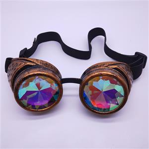 Steampunk Kaleidoscope Lens Brass Removable Spectacle Cover Glasses Party Goggles MS19799