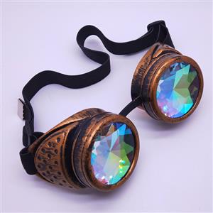 Steampunk Kaleidoscope Lens Brass Removable Spectacle Cover Glasses Party Goggles MS19799