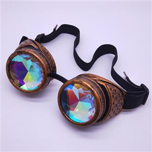 Steampunk Kaleidoscope Lens Brass Removable Spectacle Cover Glasses Party Goggles MS19799