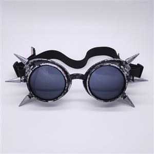 Steampunk Ancient-silver Frame One-piece Glasses  Masquerade Party Rivet Goggles MS19772