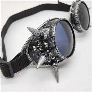 Steampunk Ancient-silver Frame One-piece Glasses  Masquerade Party Rivet Goggles MS19772