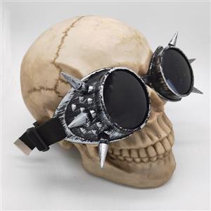 Steampunk Ancient-silver Frame One-piece Glasses  Masquerade Party Rivet Goggles MS19772