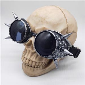 Steampunk Ancient-silver Frame One-piece Glasses  Masquerade Party Rivet Goggles MS19772